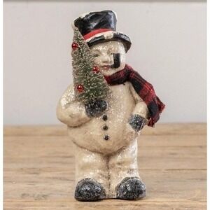 Ragon House Christmas‎ Vintage Style 8" Snowman Face Figurine Bottle Brush Tree